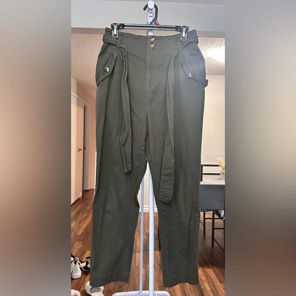 H&M Olive Green High-Waisted Pants
